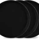 TOPZEA 3 Pack Restaurant Serving Trays, 11" Food Serving Tray Round Fiberglass Tray Non Slip Food Service Trays Platters for Restaurant, Parties, Breakfast, Cafe, Bar, Black