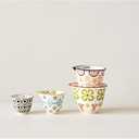 Creative Co-Op Floral Hand Stamped Stoneware Measuring Cups (Set of 4 Sizes/Designs)