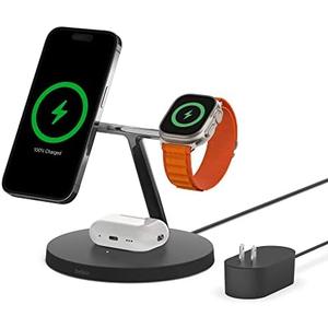 MagSafe Charger, 3-in-1 Wireless Charging Stand, 2ND GEN, 33% Faster for Apple Watch, iPhone 16, iPhone 15, iPhone 14 Series, AirPods - MagSafe Charging Station for Multiple Devices - Black