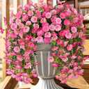 Ivydale 2 PCS Artificial Hanging Flowers Fake Plants Outdoor,Silk Morning Glory Faux Flowers with Eucalyptus Leaves,UV Resistant Realistic Hanging Plants for Home Garden Decor (Pink+Light Pink)