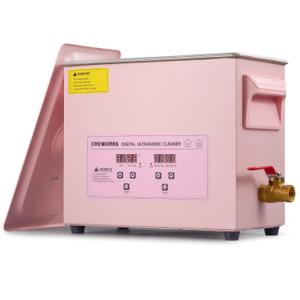 CREWORKS 6L Ultrasonic Cleaner, 1.6 gal Ultrasonic Jewelry Cleaner with Digital Timer and Heater, 180W Stainless Steel Sonic Cavitation Machine for Cleaning Tool Watch Glasses Retainer Denture, Pink