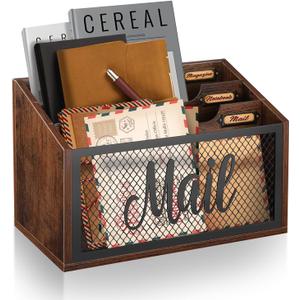 Mail Organizer Letter Holder Countertop, Mail Sorter Mail Basket Wall Mounted, Office Desk Organizers and Accessories for File Paper Folder