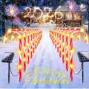Upgraded 24 Pack Solar Candy Cane Lights Outdoor, Solar Christmas Lights Outdoor Waterproof with 8 Modes, Xmas Pathway Candy Cane Christmas Decorations Outside for Garden Lawn Yard Party