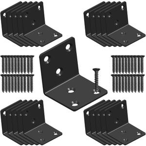 Black Stainless Steel Shelf Bracket,Joint Right Angle Bracket,L Shape Heavy Duty Metal Corner Brace Shelf Supporter for Wood Aufuga (20, 2x2x2)