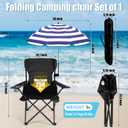 Yuntau 2 Pcs Beach Chair with Umbrella for Adults Foldable Camping Chair with Shade,Lawn Chairs with Canopy,Clamp, Portable Beach Chairs for Outdoors Fishing Travel Picnic (Black,Navy Blue,White)