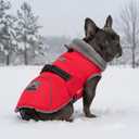 KYEESE Waterproof Dog Coat, Windproof Warm Winter Jacket with Leash Hole, Reflective Cold Weather Dog Coats for Small Dogs, Outdoor Pet Coat Cozy Puppy Jacket Thick Fleece Lined, Red, Small