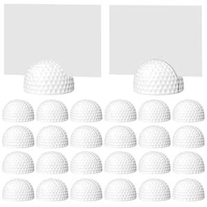 Leinuosen 24 Pcs Resin Golf Base Centerpieces Place Card Holder Half Golf Ball Shaped Table Number Holder Name Place Photo Stand for Office Menu Events Wedding Party