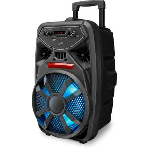 iLive Bluetooth Party Speaker with FM Radio, USB, LED Lights & Wheels