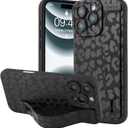OOK Compatible with iPhone 16 Pro Leopard Case with Wrist Strap, Black Leopard Cheetah TPU Shockproof Protection Slim Cover with Camera Protection for Women Girls, for 6.3inch