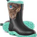 Trudave Rubber Boots for Women with Steel Shank, 6mm Neoprene Mid Calf Rain Boots, Waterproof Insulated Mud Work Boots All Season, Size 6