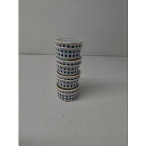 Reusable Food Storage Containers, Blue Checkered Design – 2 Sets (8 Containers Total)