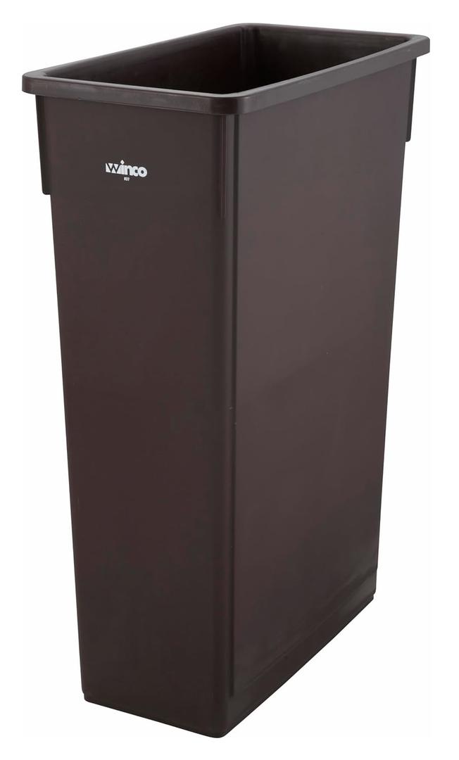 Winco Slender Trash Can, 23-Gallon, Brown