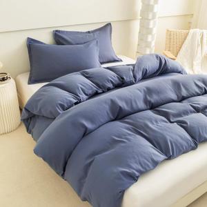 Twin Size 2-Piece Duvet Cover Set - Ultra Soft Brushed Washed Microfiber Bedding - 1 Comforter Cover & 1 Pillow Shams (Comforter Not Included) (Twin (66" x 90"), Rhine Blue)