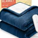 HOMLYNS LuxeHeat Heated Blanket Electric Blanket, Soft Flannel Sherpa Heated Throw, Heating Blanket with 5 Heat Settings, 3 hrs Timer Auto Shut Off (50x60 inches, Navy)
