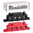 Spurtar 12V Bus Bar 12V Power Distribution Block with 4X 3/8'' M10 Studs, 3X #8 M4 Screws Bus Bar Terminal Block 12V 24V 48V 250A for Car Truck RV ATV Boat Trailer Red Black Pair