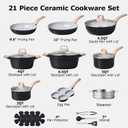 CAROTE 21pcs Pots and Pans Set Nonstick, Cookware Set Black Induction Kitchen Cooking Set w/Frying Pans & Saucepans(PFOS, PFOA Free), 21 Piece