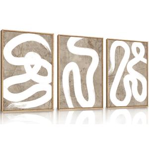 LHIUEM Abstract Shapes Framed Canvas Print Wall Art Set Duotone Minimalist Brush Stroke Wall Painting Modern Brown Boho Artwork for Living Room, Bedroom, Office-16 x24 x3 LHIUEM Abstract Shapes Framed Canvas Print Wall Art Set Duotone Minimalist Brush Stroke Wall Painting Modern Brown Boho Artwork for Living Room, Bedroom, Office-16 x24 x3