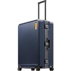 LEVEL8 Zipperless Large Suitcase with Wheels Checked Luggage 28 Inch, Aluminum Frame Suitcase Hard Shell Luggage with Tsa Locks, Blue