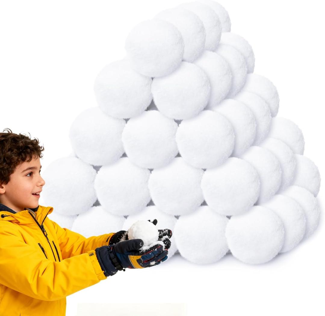 50 Pack Snow Balls for Kids Indoor,Artificial Fake Snowball Fight in a Bucket Set, Soft Christmas Snowball Toy for Soft Snow Ball Game Party,Child Interactive Activities (White)