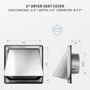 HWG 6" Outdoor Dryer Vent Cover – Stainless Steel Wall Vent Hood with Gravity Flap – Weatherproof Exterior Exhaust Fan Cover for Home & Commercial Use – Pest & Draft Protection