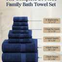 LANE LINEN 24 PCs Bath Towel Set - 2 Bath Sheets, 4 Bath Towels, 4 Fingertip, 8 Washcloths, 6 Hand Towels - 100% Ring Spun Cotton - Highly Absorbent Towels for Bathroom, Gym, Hotel & Spa - Navy Blue, 24 Piece Family Towel Set