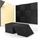 12 Pack Acoustic Panels Self-Adhesive, 1" X 12" X 12" Quick-Recovery Sound Proof Foam Panels, Acoustic Foam Wedges High Density, Soundproof Wall Panels for Home,Studio,Gaming -Black