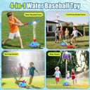 4-in-1 Water Sprinkler Baseball Toy, Water-Spraying Rocket, Water Baseball, Rocket Launch Game, Spinning Water Sprayer Outdoor Summer Toys for Boys Girls Outside Water Game Toys for Kids 3-12