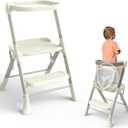 Toddler Tower, Toddler Kitchen Stool Helper with Anti-Tipping Structure and Safety Net, More Secure and Stable, Suitable for Children Aged 2 to 6 Years Old, White