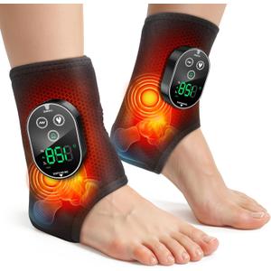 2PCS Cordless Neuropathy Foot Massager, Ankle Massager for Pain Relief, Ankle Heating Pad Plantar Fasciitis Relief, Black