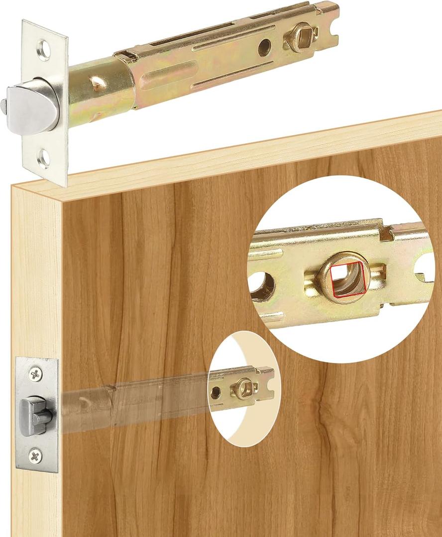 5" Backset Entry Door Latch Fits 19/64" (7.6mm) Square Interface Knobset, Square Corner Faceplate, Non-Handed, Satin Nickel