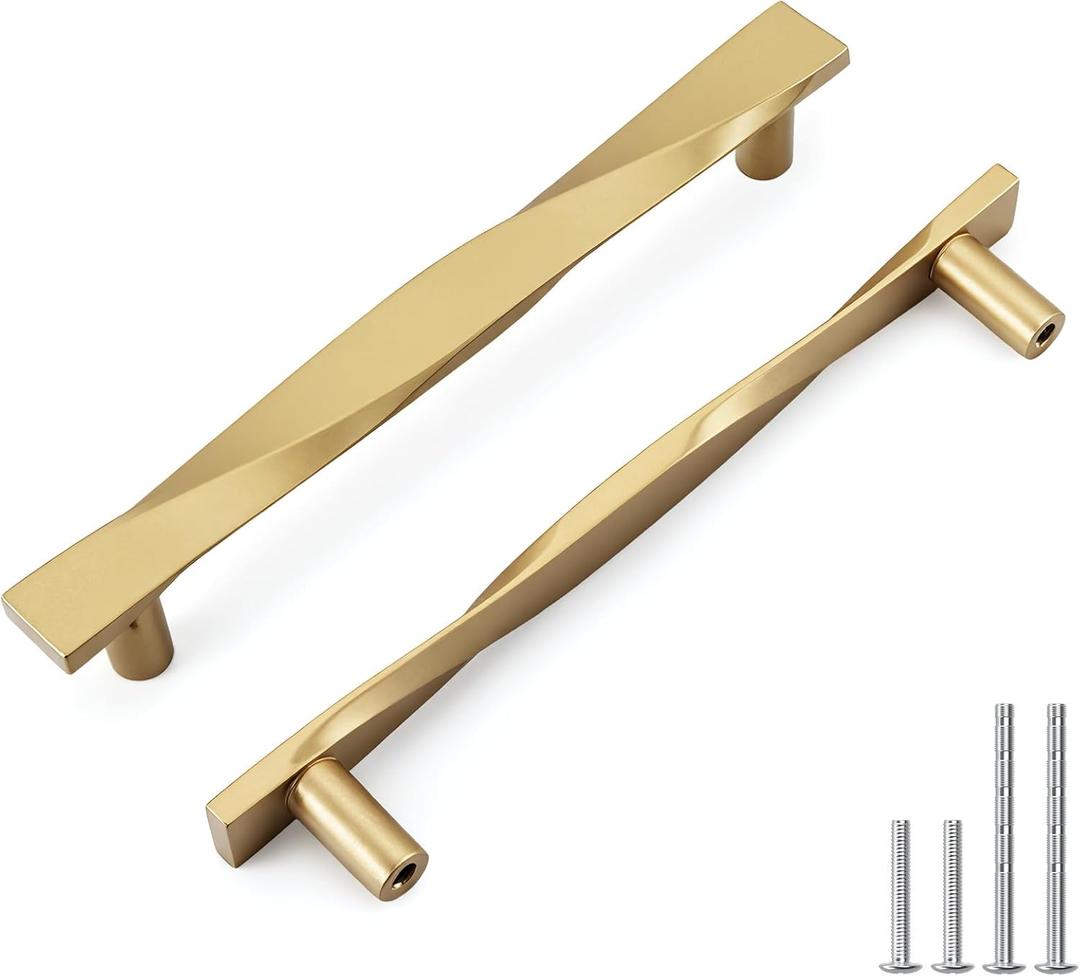 Rergy 20 Pack 5 Inch Gold Kitchen Cabinet Handles Cabinet Pulls Gold Drawer Handles Dresser Drawer Pulls Modern Hardware (5in(128mm)hole center (Pull))
