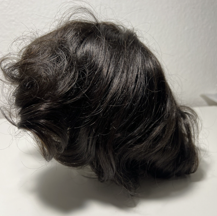 Men Toupee Human Hair Soft Thin Skin Evropean 9” Black #1B 