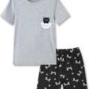 Mikrdoo Girls Pajamas Toddler 2 Piece Summer Snug Cotton Short Sleeve and Short Pjs Soft Sleepwear Set for Kids 2-14 Years