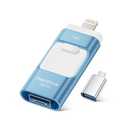 MFi Certified 128GB iPhone Flash Drive, Photo Stick Memory Stick for iPhone iPad, USB Thumb Drive for Photos Videos Transfer & Backup, External Storage Compatible for iPhone/Android/PC/Mac (Blue)
