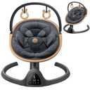 Baby Swings for Infants, Fasonbaby Bluetooth Infant Swing with Music Speaker with 3 Seat Positions, 5 Speeds and Remote Control - Portable Baby Swing for Indoor and Outdoor (Black)