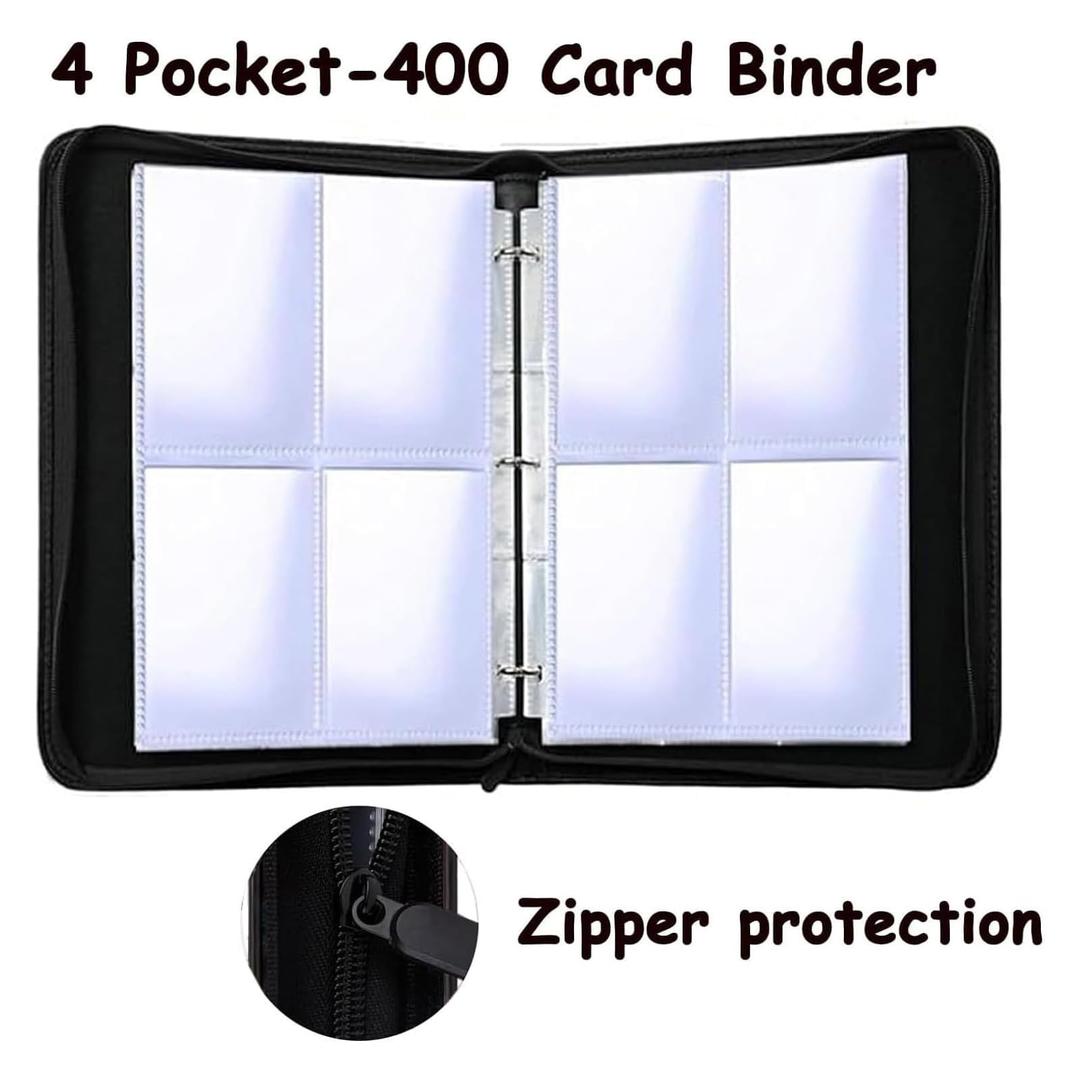Nesatuwa 4-Pocket Card Binder Compatible With PTCG Cards,TCG Cards Holder,Trading Card Games Collection Binder Case Book Fits 400 Cards With 50 Removable Sleeves