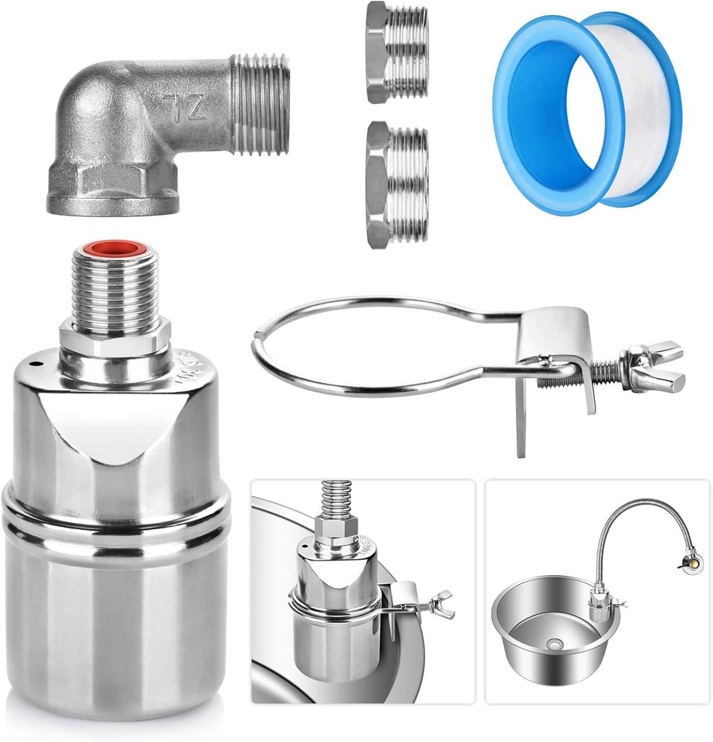 Float Valve - 1/2" 3/4" 1" Water Float Valve, 304 Stainless Steel Automatic Water Level Control Float Valve, Auto Shut Off Ball Mini Float Valve for Water Tank, Pool, Livestock Troughs (1 Pack)