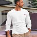 Yousify Mens Long Sleeve T Shirts Workout Athletic Crew Neck Pullover Shirt Casual Stretchy Loose Fit Shirts (White, XXL)