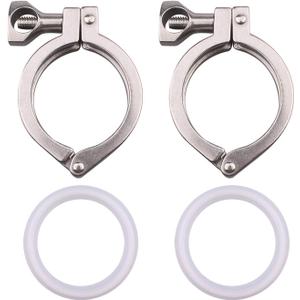DERNORD Stainless Steel 304 Single Pin Heavy Duty Tri-clamp with Wing Nut for Ferrule TC with 1 pc Silicone Gasket (2 Inch Tri-clamp Size: 4 Pack)