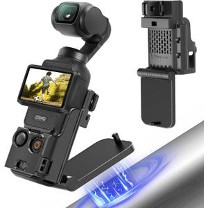 Magnetic Mount Stand Compatible with DJI Osmo Pocket 3, Upgraded Pocket3 Accessories Adapter Clamp Magnet Suction Case Holder on Desktop, Vertical Surface, 180 Adjustable Handle, Black
