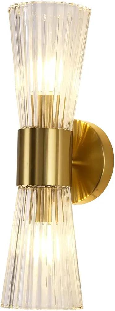 Modern Gold Crystal Wall Sconces, Wall Mount Wall Light Fixtures Bedroom Wall Lamp for Living Room Bathroom Porch Entryway Hallway