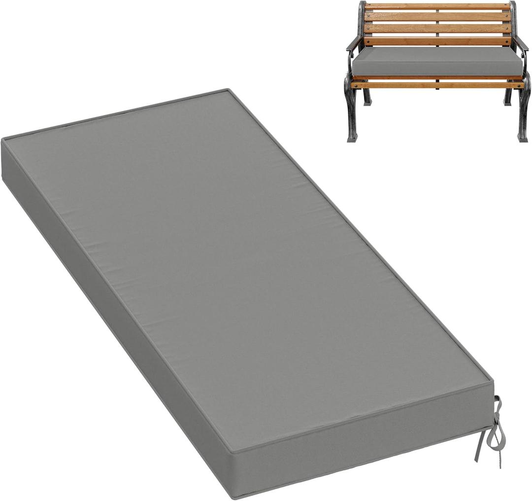 Outdoor Bench Cushion Waterproof Bench Pad,42×18 Inch,Light Grey, 42'' x 18'' x 3.5''