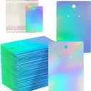 300pcs Holographic Earring Card Holder Paper Tags for DIY Ear Studs Necklace Jewelry Display,150 Set Earring Card with 150 Pcs Bags