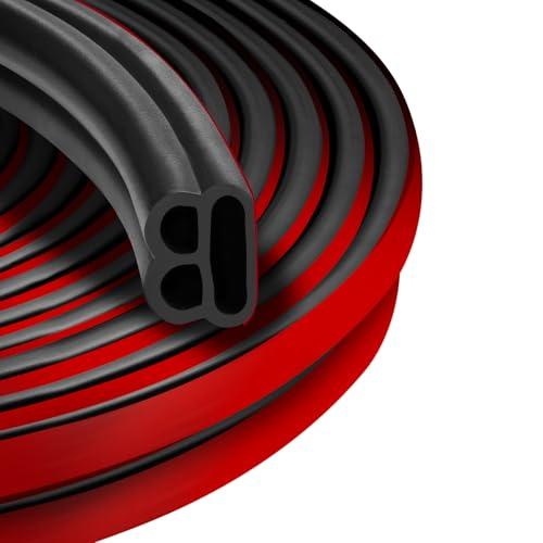 SILIENTWERK 20 Feet Self-Adhesive Rubber Weather Stripping Door Seal, Extra Thick Universal Car Door Weather Stripping Door Seal Strip for Door Frame Door Insulation Easy Installation(Black), Pack 2