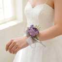 Purple Corsage Boutonniere Set, Wedding & Prom Accessory