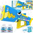 Bubble Gun for Kids Ages 4-8: Shark Light Up Bubble Machine for Toddlers, Rechargeable, 2 Bubble Solution, Outdoor Toy Party Birthday Gift for 3 4 5 6 7 8 Year Old
