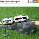 WOOD CITY Battery Operated Train for Wooden Track, Electric Locomotive Train Set with Powerful Engine Compatible with Thomas, Brio, Chuggington, Bullet Car Toys for Toddlers 3 4 5 Year Olds