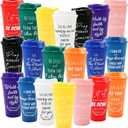 20 Pack Christian Gift Bulk Reusable Christian Coffee Mugs 16 oz Colorful Bible Verse Plastic Tumblers with Lids Travel Coffee Cup for Cold Drinks Bulk Religious Gifts for Men Women (colorful)