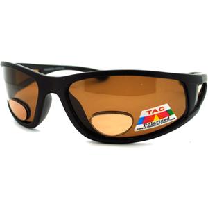 JuicyOrange Mens Wrap Around Sport Sunglasses Polarized Plus Bifocal Reading Lens Black (black (brown), 2.75)