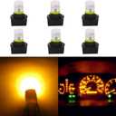 WLJH Yellow T10 Led 194 2825 168 W5W Bulb Interior Dashboard Dash Lights Instrument Panel Cluster Indicator Lamp Twist Socket PC195 PC194 PC168, Pack of 6